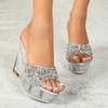 Women's Platform Sandals  Slope Heel 11CM Nightclub High Heels Nightclub Transparent Crystal Banquet Crystal Bottom LFD-1101-64