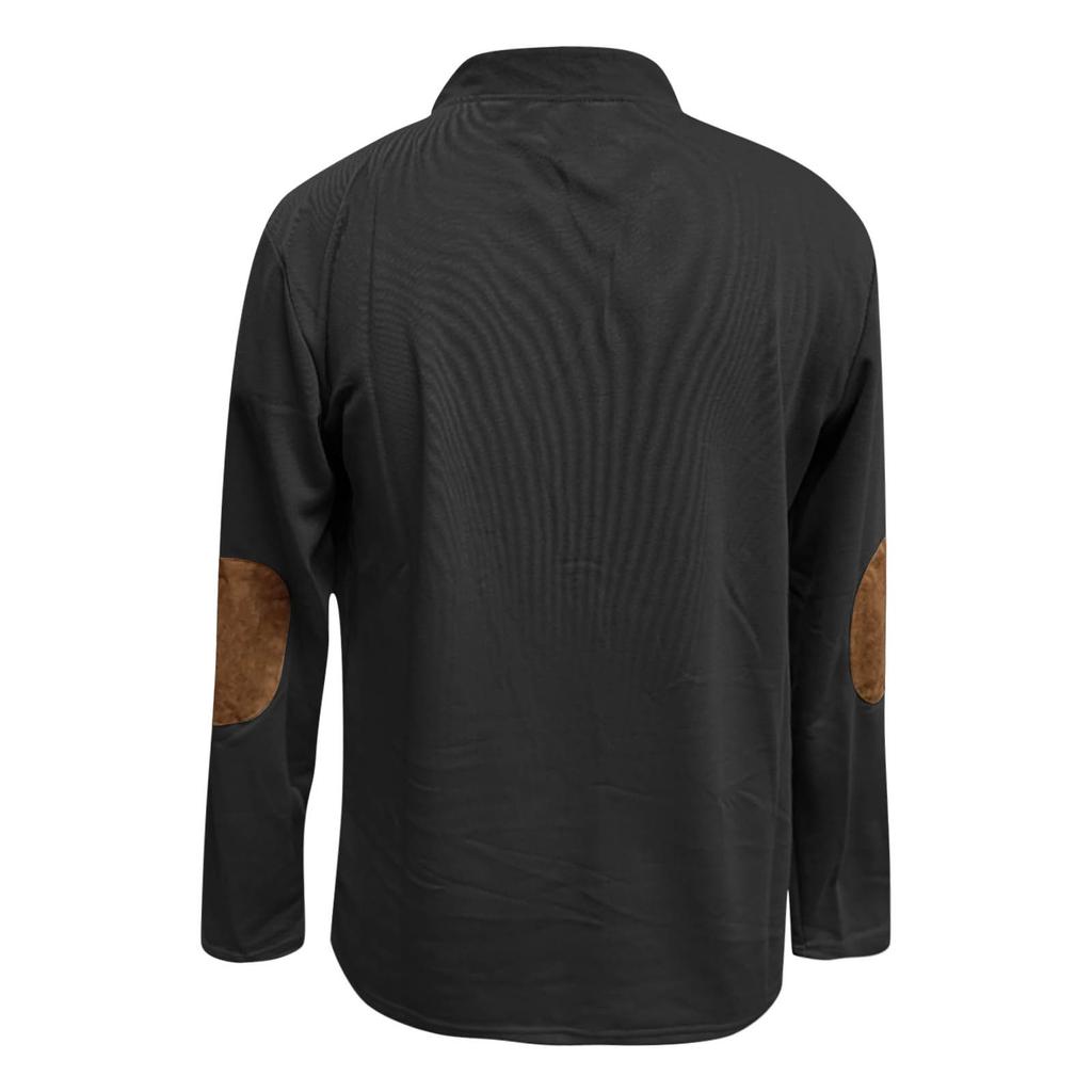 Men's Vintage Outdoor Sports Long Sleeve Top Lace-Up Stand Collar Shirt