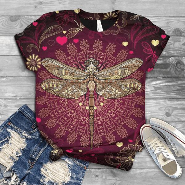 Dragonfly Trendy Men's Short Sleeved 3D T-shirt Style Casual 3D Men's T-shirt