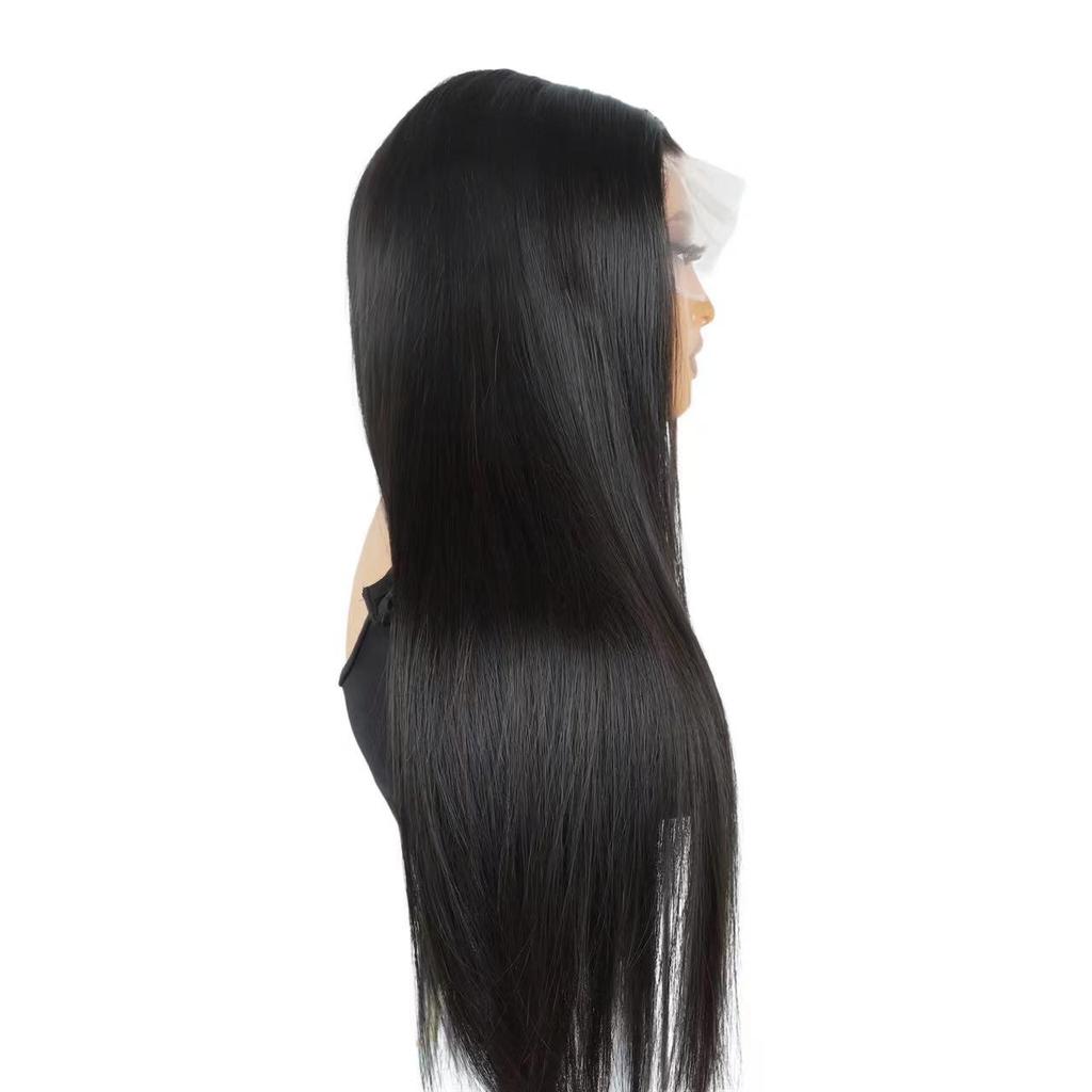 Черный Длинный Прямой Синтетический Парик на Кружевной Основе (13x4/13x6)