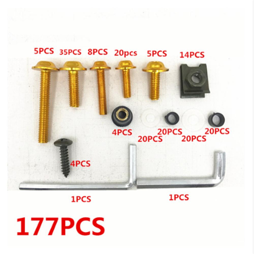 177Pcs Universal Motorcycle Fairing Bolt Kit Bodywork Screws Iron Bolt Nuts