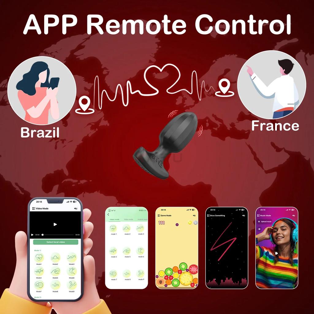 APP Control Vibrating Butt Plug for Men Women Wireless Bluetooth Anal Vibrator Prostate Massager Ass Sex Toys for Adults Male