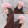 New Women's Korean Style Fashionable Spring Autumn Yarns Beret Hat Solid Color Thickened Warm Vintage Artistic Hats
