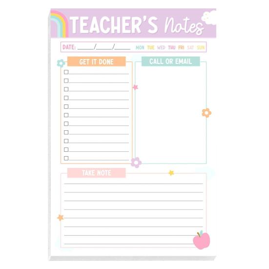 Bohemian Rainbow Teacher Notepad Gratitude Gift with To-Do Lists Contact Log & Notes Section Inspirational Planner for Educators