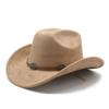 Ethnic Style Suede Western Cowboy Hat Woolen Jazz Top Hat Men And Women'S Ethnic Style Autumn And Winter Felt Hat Big Eaves Hat