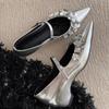 Crystal Women Mid Heels Shoes Pointed Toe Elegant Pumps Dress Woman Sandals 2025 Summer Trend Designer Zapatos De Mujer