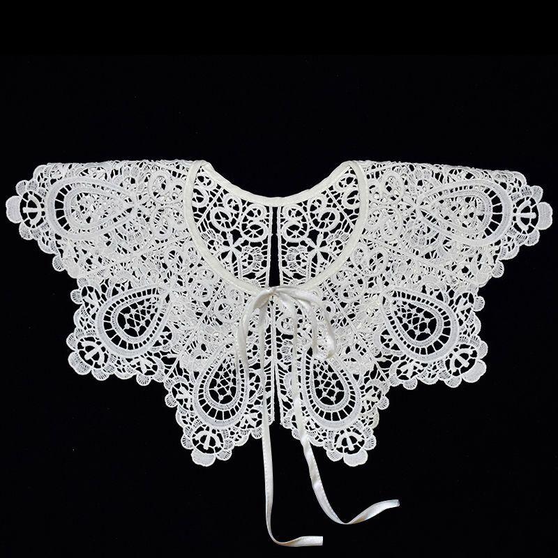 Белая шаль с кружевной отделкой и воротником Питер Пэн - Женский милый модный аксессуар