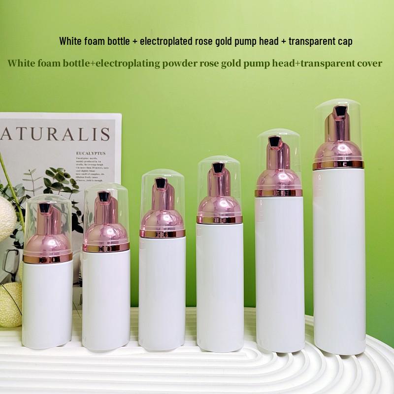 White Foaming Bottle for Eyelash Mousse, Toothpaste, or Facial Cleanser - Available In 30ml and 60ml with Press-to-Foam Dispenser and Brush.