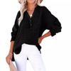 Spring and Autumn Pleated Button Long Sleeved Solid Color Top Women's Shirt Loose Pure Cotton Pullover