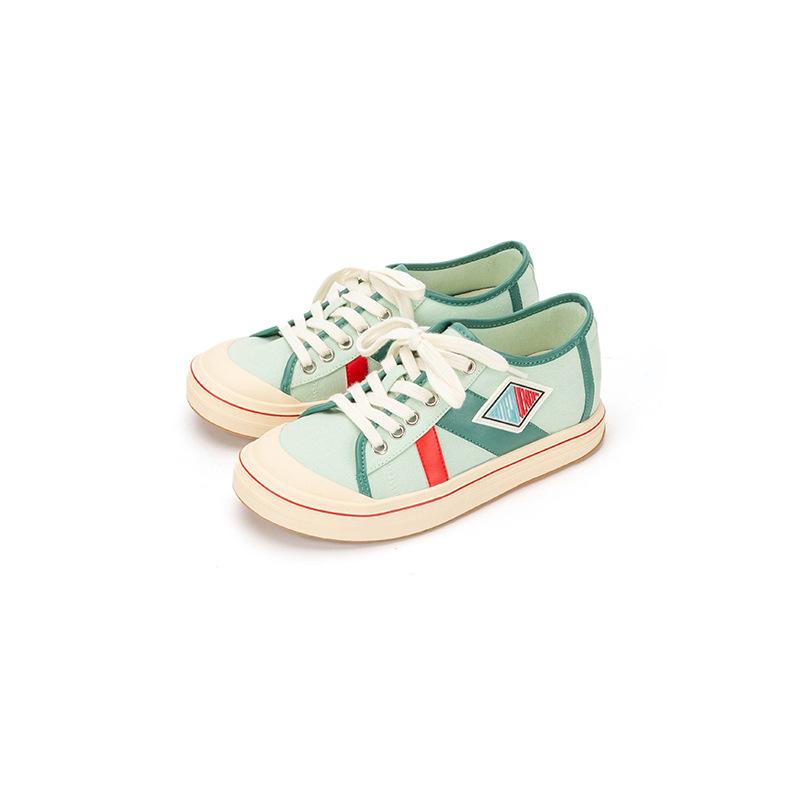 Bv the Same Low-top Board Shoes for Women's New Versatile Retro Lightweight Soft-soled Single Shoes Breathable Color Matching Lace-up Canvas Sh
