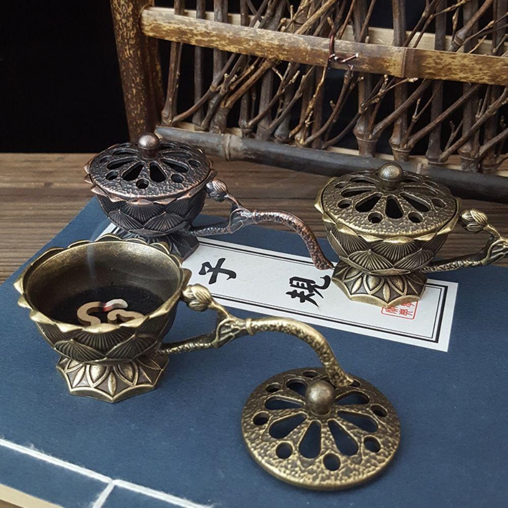 Retro Copper Incense Burner Zinc Zinc Alloy Metal Censer Room Decor Brass Incense Holder  Sandalwood