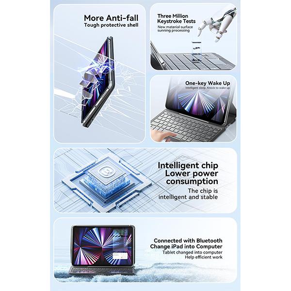 Essager Чехол с беспроводной клавиатурой Bluetooth для iPad 10,9 дюйма, магнитная клавиатура для iPad 10, чехол для планшета, складная клавиатура с трекпадом