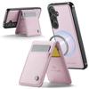 For Samsung Galaxy S25+ Leather Back Cover Compatible with MagSafe JEEHOOD J06 Phone Case with Card Bag RFID Blocking