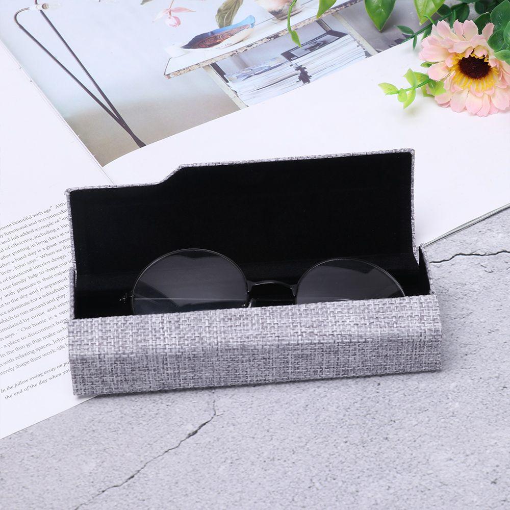 Portable Vintage Retro Square Glasses Box Glasses Linen Case Folding Eyewear Case Storage