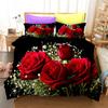 Red Rose Romantic Valentine's Day Floral Duvet Cover for Women Girls Valentine's Day Gift  Flowers Print Quilt Cover Room Decor