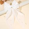 Pearl Large Bow Hair Clip Girls Solid Long Big Bownot Float Satin Clips Back Head Barrette Elegant Fashion Hair Accessories Gift