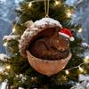 2D Forest Animal Acorn Ornaments Cozy Forest Animal In Snow Frosted Pine