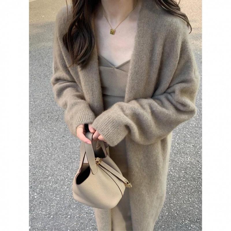 Autumn and Winter In The Long Section Sweater Jacket Loose Lazy Wind Design Sense of Leisure Temperament Niche Knitted Cardigan Female