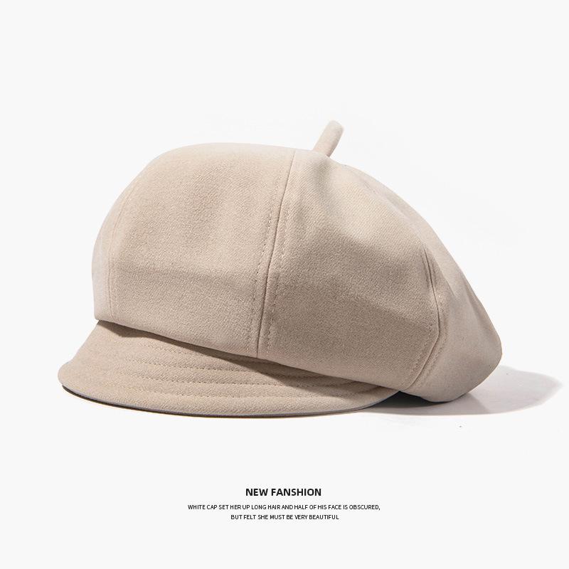 Women's Two-Way Beret: Stylish, Warm Autumn/Winter Octagonal Hat with Brim for a Slimmer Face.