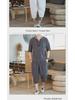 Men's Chinese-Style Cotton Linen Two-Piece Suit - Casual Loose-Fit Harem Pants with Short-Sleeved Top
