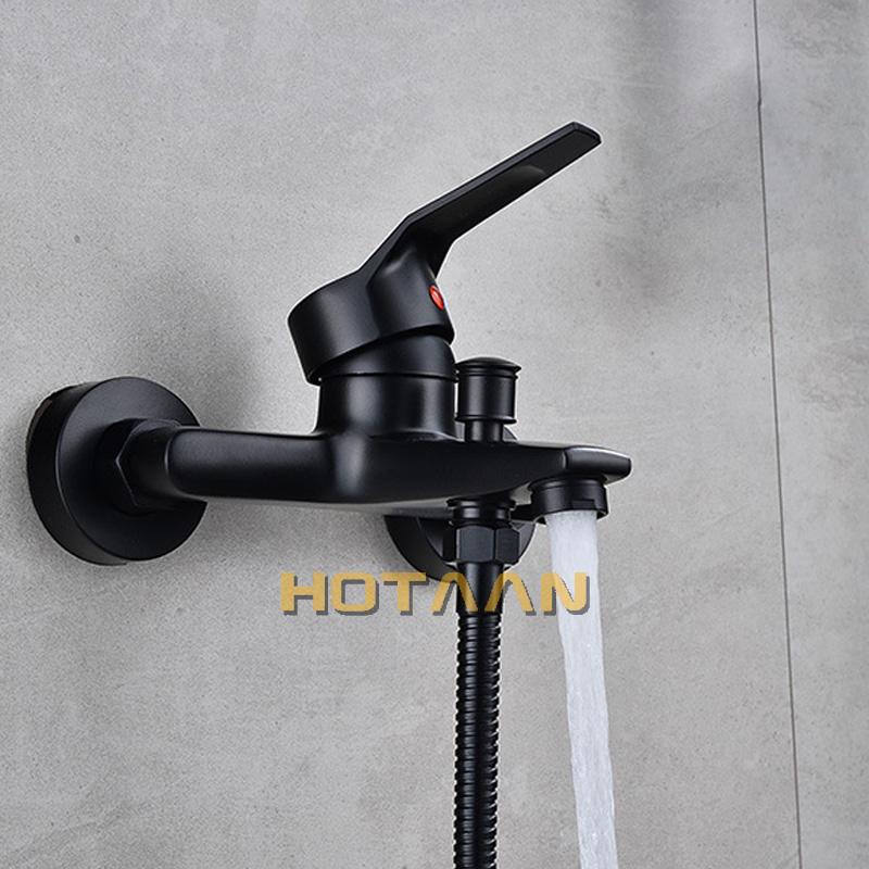 . Black Finish New Wall Mounted Shower Faucet Bathroom Bathtub Handheld Shower Tap Mixer Faucet YT-5339-H
