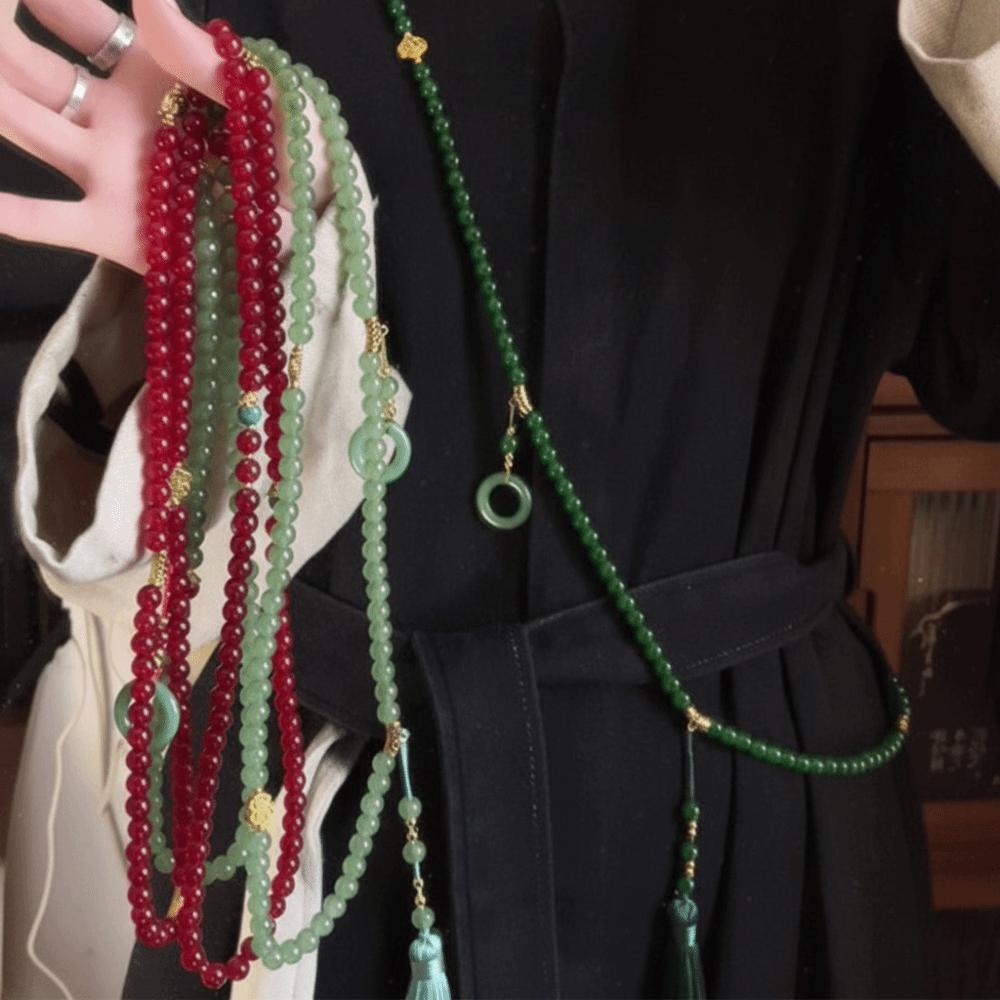 108 Beadeds Fringe Chinese Style Necklace Traditional Cheongsam Sweater Chain Necklace  Women Girls