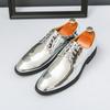 Luxury Silver Man Patent Leather Shoes Large Size 38-50 Party Dress Wedding Shoes Men Pointed Toe Leather Shoes Designer Oxford