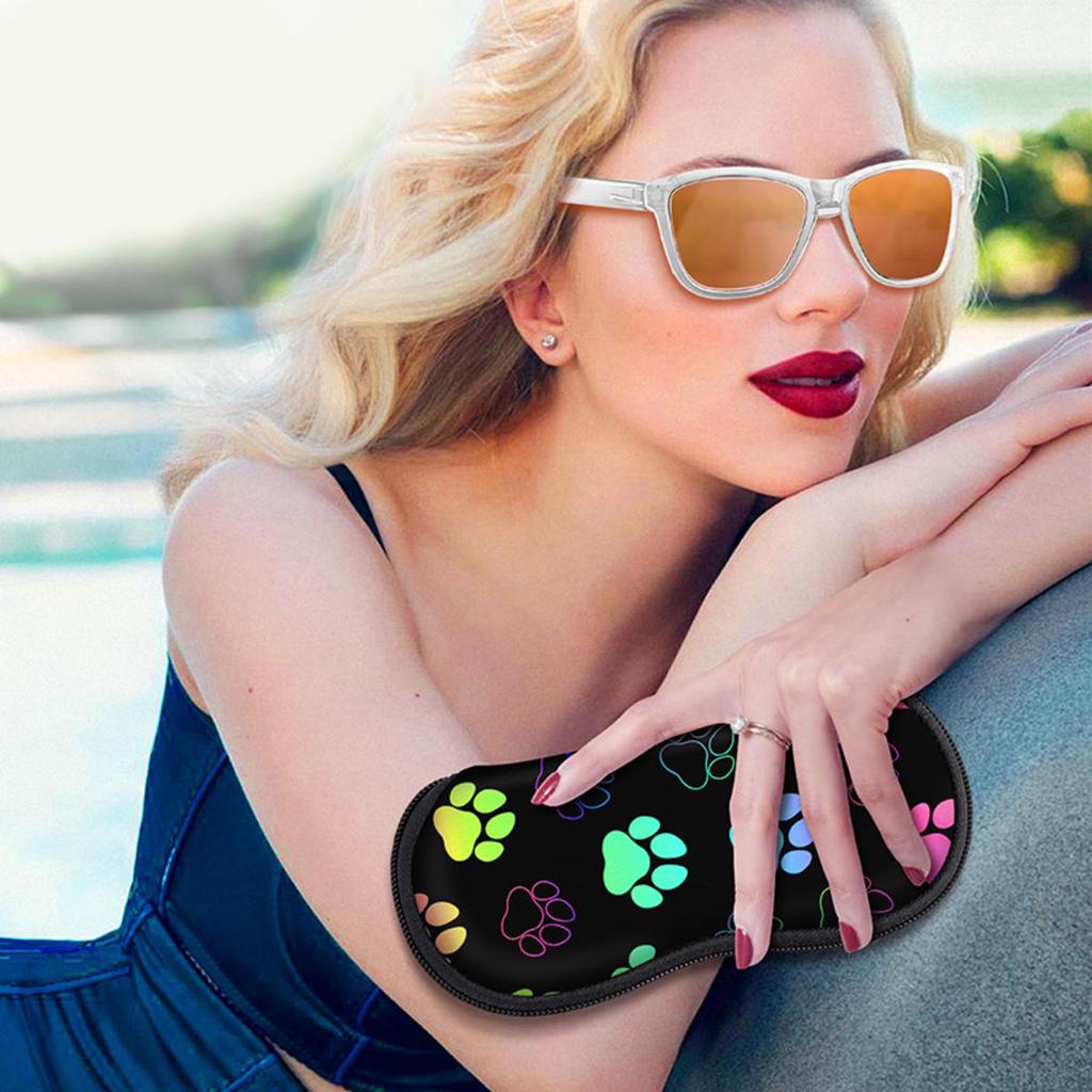 Portable Zipper Soft Glasses Case with Carabiner Sunglasses Case Zipper Eyeglass Pouch Glasses Protective Shell Bag