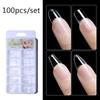 1 Box Transparent Coffin Fake Nails Clear Ballet Coffin Almond False Nails Acrylic Extension Tips Press On Nail ABS Full Cover