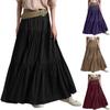 Women's Ruffle Spring Casual Maxi Dress Plain Skirt Retro Pleated Skirt