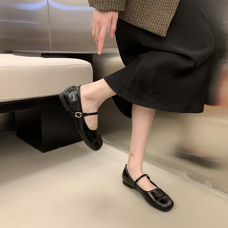 Fashion Retro Silver Mary Jane Flats Shoes Women's Round Toe PU Leather Loafers Flat Shoe Comfort Lightweight Ballet Shoes Women Zapatos