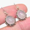 Natural Rose Quartz Gemstone 925 Solid Sterling Silver Gift Earring 1.25" P9Q15