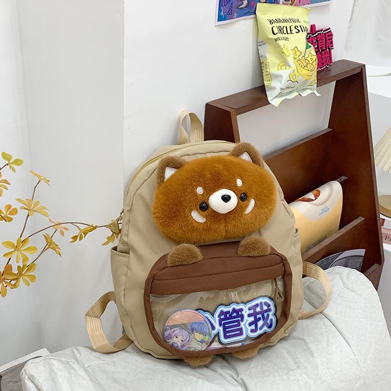 Plush Little Raccoon Cartoon Backpack With Large Capacity For Use Students