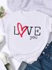(Asian Size) Women's Top T Clothing Casual Fashion Print Female Love Trend Cute Casual Graphic Tee Short Sleeve T-shirts