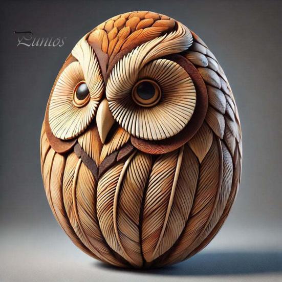 Animal Easter Carving Craft Egg Wooden Owl Squirrel Monkey Animals Carved Eggs for Home Tiered Tray Table Decor