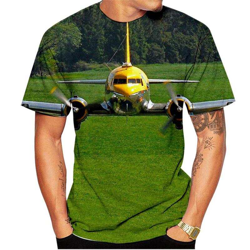 Large Passenger Plane 3d Printed T-Shirts Funny Cool Casual Harajuku Street Outdoor Scene Short Sleeves O-neck Men's T-shirts