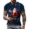 Merry Christmas Graphic Santa Claus 3D Print Man T-shirt Male Casual Clothes Elk Male Loose Top O-neck Tees