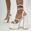 Goth Style Chunky High Heels Platform Sandals For Women Fashion Thick Bottom Open Toe Crystal Buckle Ladies Shoes