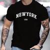 Cotton Men's Summer New York Usa Printed 100% Cotton Large Loose Round Neck Short Sleeve T-shirt Top