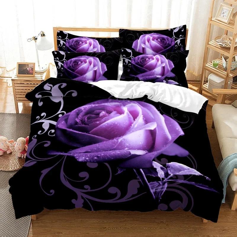 Purple Bedding Set Duvet Cover Bed Quilt Pillow Case 3D Comforter Lavender Butterfly Double Full King Queen Twin Single 3PCS