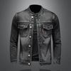 European Basic Personality Stand Collar Denim Jacket Large Men's Denim Top Coat H0806