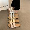 French Buckle Flat Bottom Slippers 2025 Summer Wear Internet Celebrity Soft Bottom Flat Heel Casual Lazy Sandals Explosion