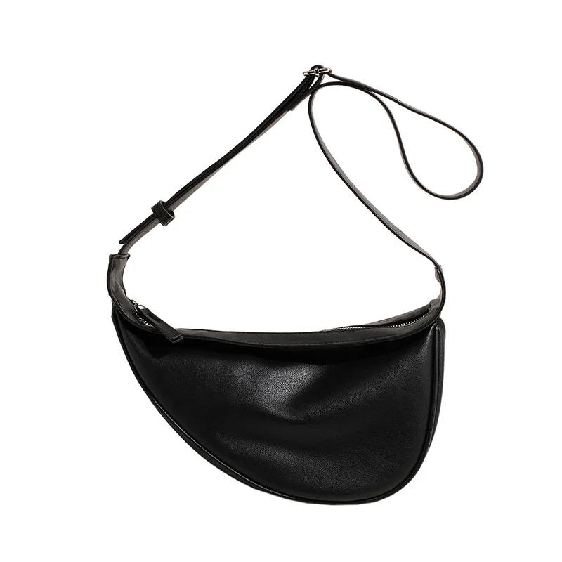 PU Zipper Bags for Women New Hot Sale Casual Fashion Shoulder Bag Solid Saddle Crossbody Bags Shoulder Bags Bandolier