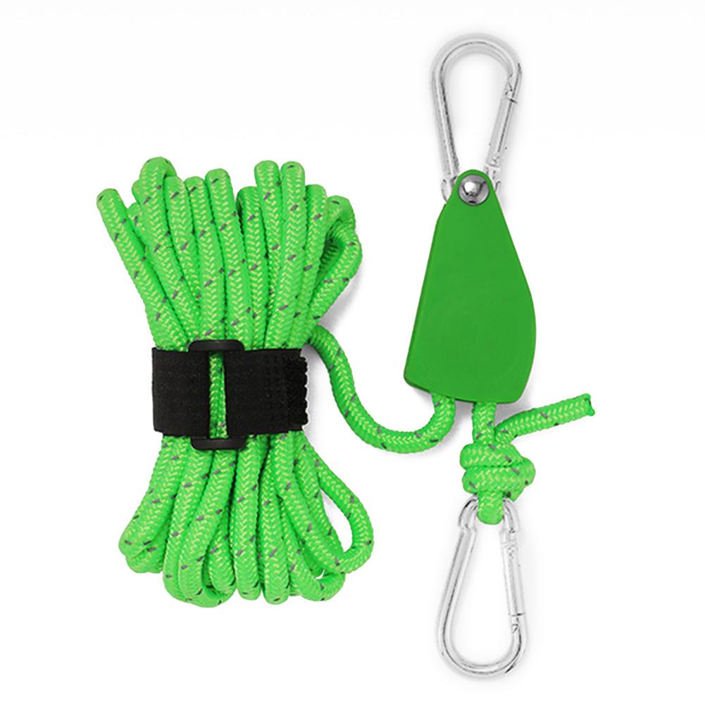 4mm 4m Rope Fastener Reflective Nylon Tent Wind Rope Tensioner with Carabiner Tent Wind Rope Fixed Buckle Adjustable for Camping
