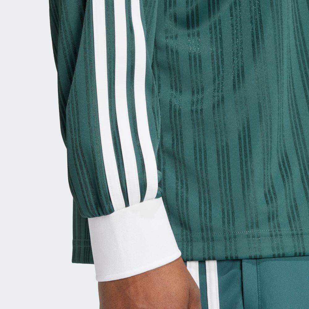 Adidas Originals Adicolor Pique Striped Pullover Football Long Sleeve T-Shirt Men Tops Mineral-Green IZ2446