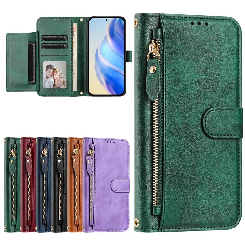 Flip Case for Oneplus 1+ Nord 2T CE 2 3 4 Lite 5G Leather Wallet Cover Card Slot Bag Zipper Casing