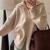 Double Zipper Lapel Thick Lazy Style Sweater Autumn and Winter Loose Large Size Solid Color Sweater Women