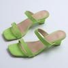 Fashion Slope Heel Sandals Summer New Square Head Open Toe Suede Fine Strap Set Foot Anti-slip Wear-resistant Slippers