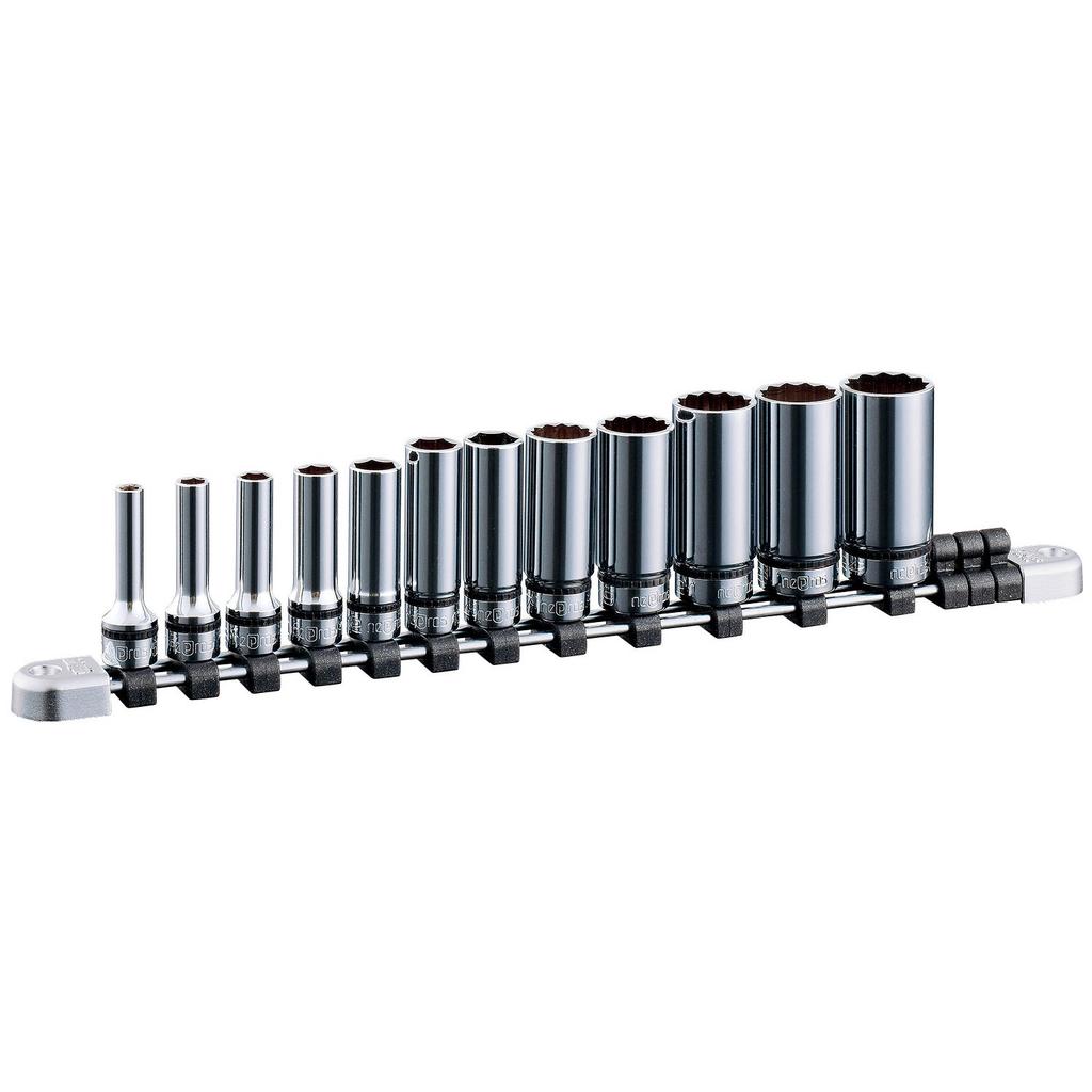 Kyoto Machinery Tools Nepros Deep Socket Set of 12 NTB3L12XA (KTC) 9.5mm (3/8 Inch)