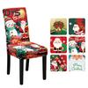 Christmas Chair Cover Dustproof Cartoon Santa Snowman Print Stretchable Fabric Anti-slip New Year Party Decoration Chair Protective Sleeves